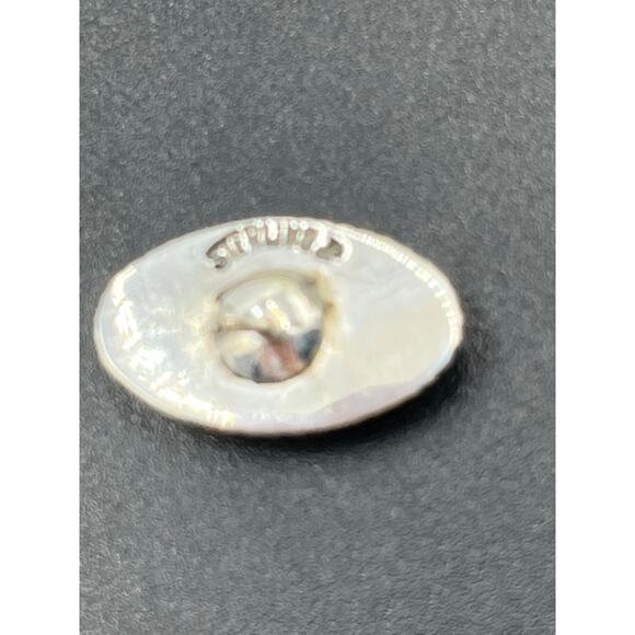 Signed Sterling Silver Turquoise Oval Rope Bezel Post Stud Earrings 17mm - Picture 12 of 14